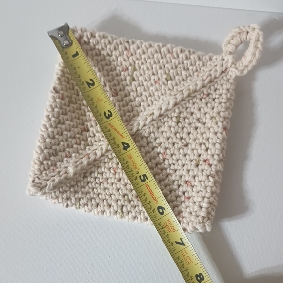 Handmade Cream Crocheted Pot Holder with Speckled Accents - Picture 3 of 3